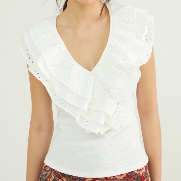 Jodi Ruffled Eyelet Crop Top - Picture 1 of 8